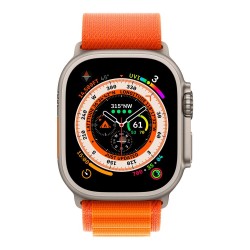 Apple Watch Ultra GPS + Cellular, 49mm Titanium Case with Orange Alpine Loop - Small