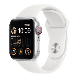 Apple Watch SE GPS + Cellular 40mm Silver Aluminum Case with White Sport Band - M/L