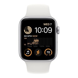 Apple Watch SE GPS + Cellular 44mm Silver Aluminum Case with White Sport Band - S/M