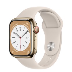 Apple Watch Series 8 GPS + Cellular 41mm Gold Stainless Steel Case with Starlight Sport Band - M/L