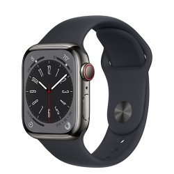 Apple Watch Series 8 GPS + Cellular 41mm Graphite Stainless Steel Case with Midnight Sport Band - S/M