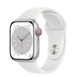 Apple Watch Series 8 GPS + Cellular 41mm Silver Aluminum Case with White Sport Band - M/L