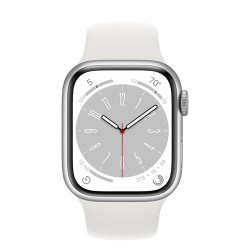 Apple Watch Series 8 GPS + Cellular 41mm Silver Aluminum Case with White Sport Band - M/L